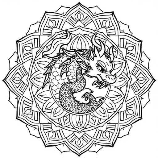 Mandala drago disegno da colorare