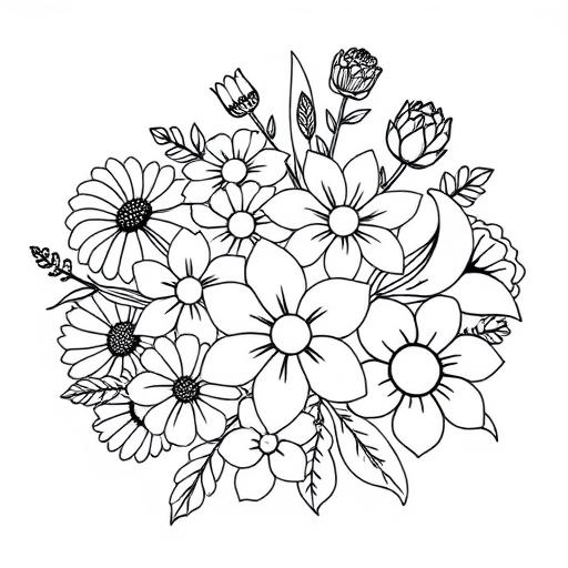 Mazzo fiori disegno da colorare