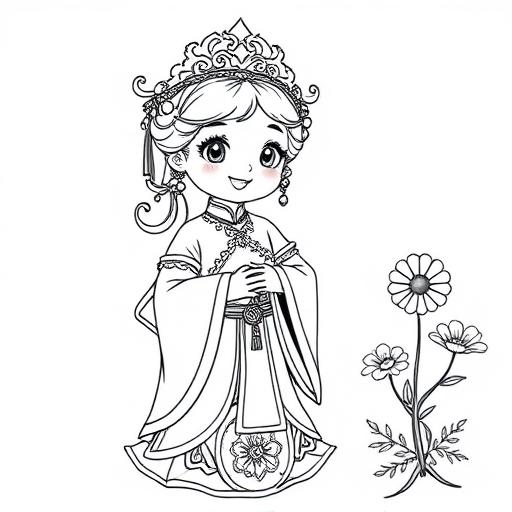 Principessa cinese disegno da colorare