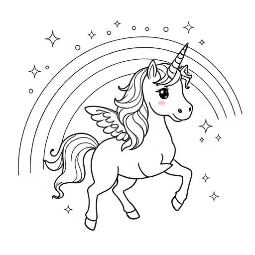 Unicorno arcobaleno magico disegno da colorare