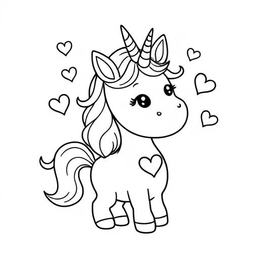 Unicorno cuori disegno da colorare