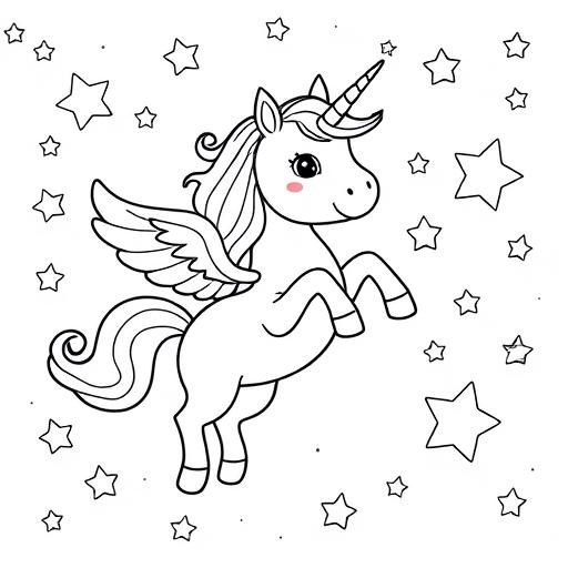 Unicorno stelle disegno da colorare